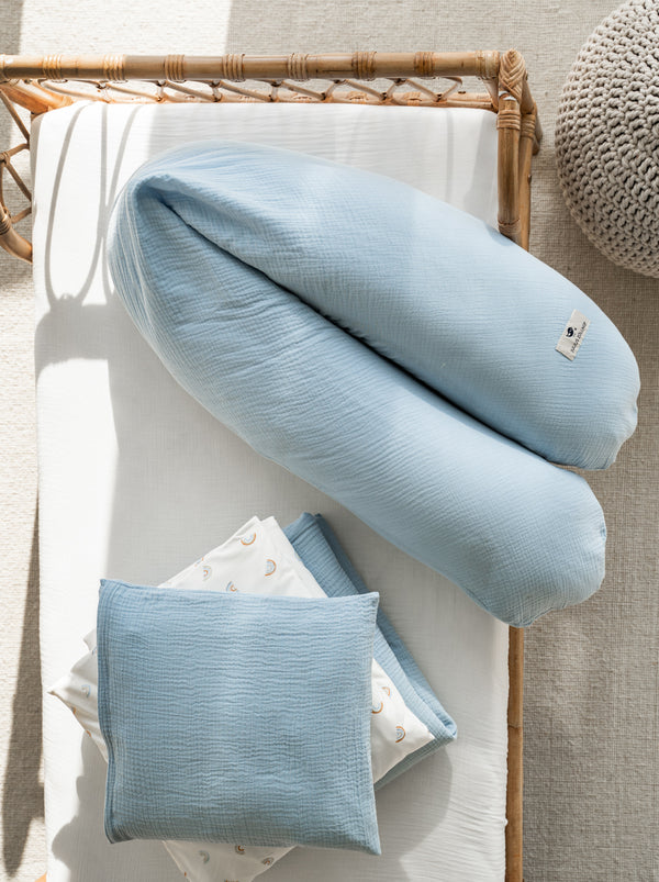 Cotton muslin nursing cushion in denim