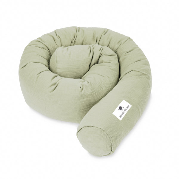 Bed snake made of cotton muslin, lime